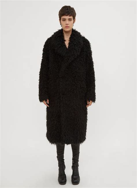 yves saint laurent coat in black curly fake fur|faux fur YVES SAINT LAURENT Coats for Women .